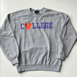 DISNEY Gray College Sweatshirt with Mickey Mouse head and letters